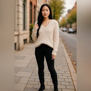 Anthropologie Knitted & Knotted Boho Wool Blend Fuzzy Sweater XS